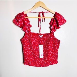 PARKER Katia smocked floral crop top